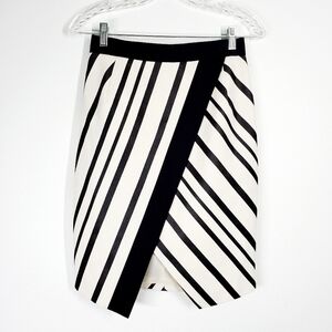 H&M STRIPED LINEN BLEND SKIRT